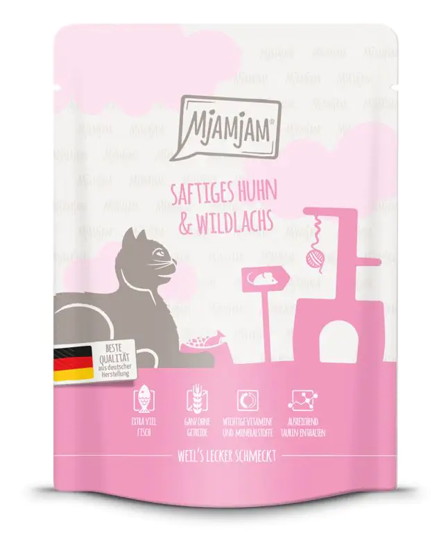 MjAMjAM Adult Huhn & Wildlachs Katzenfutter 300g