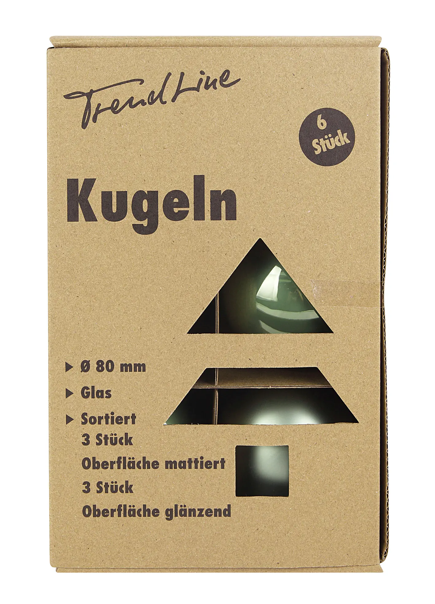 TrendLine Weihnachtskugeln aus Glas Ø 8 cm salbeigrün 6 Stück