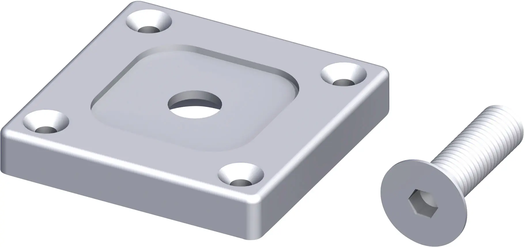 coaxis®-Befestigungsplatte 59.5 mm 59.5 x 10 mm Aluminium poliert blank