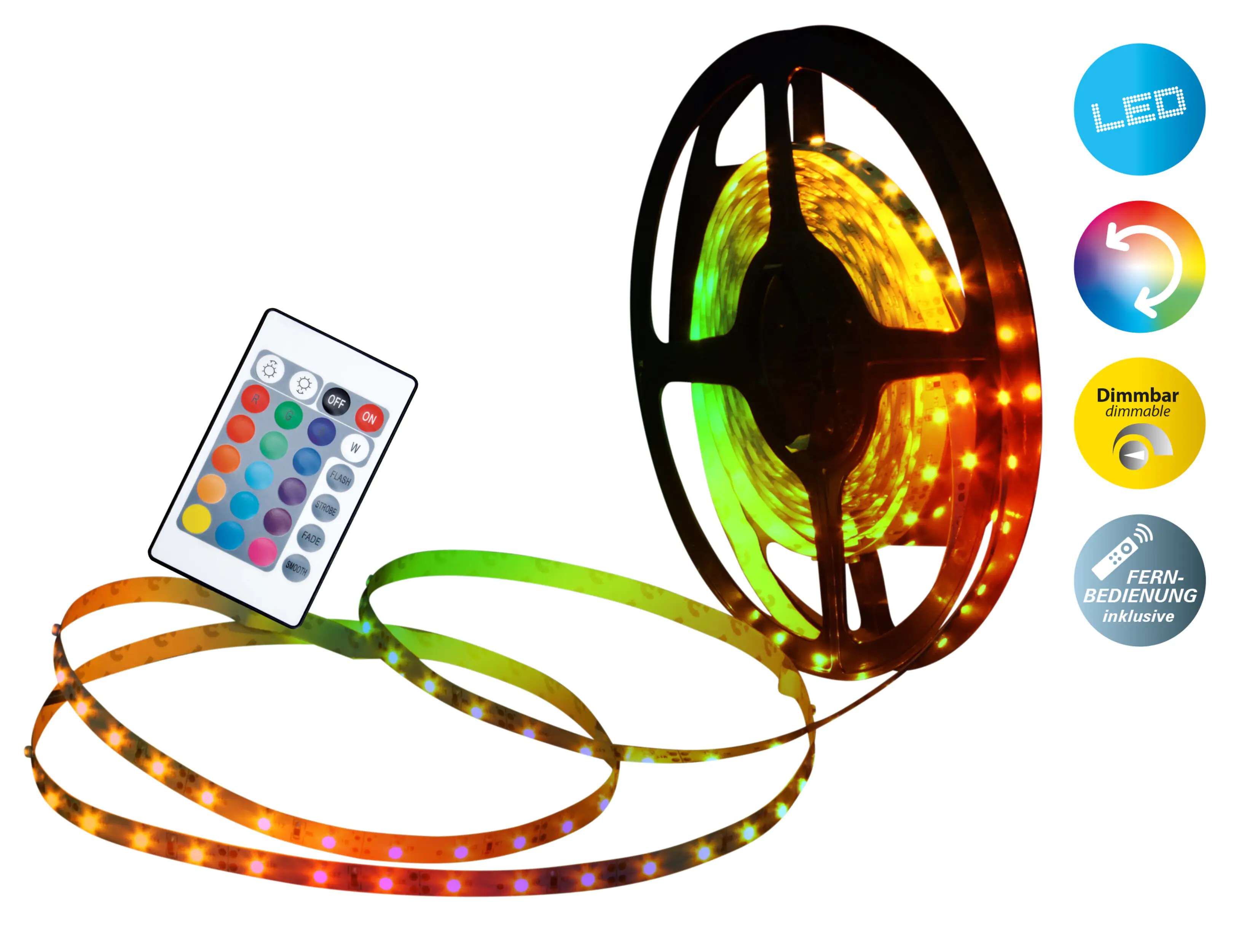 Näve LED Stripe RGB 10m 24W, dimmbar