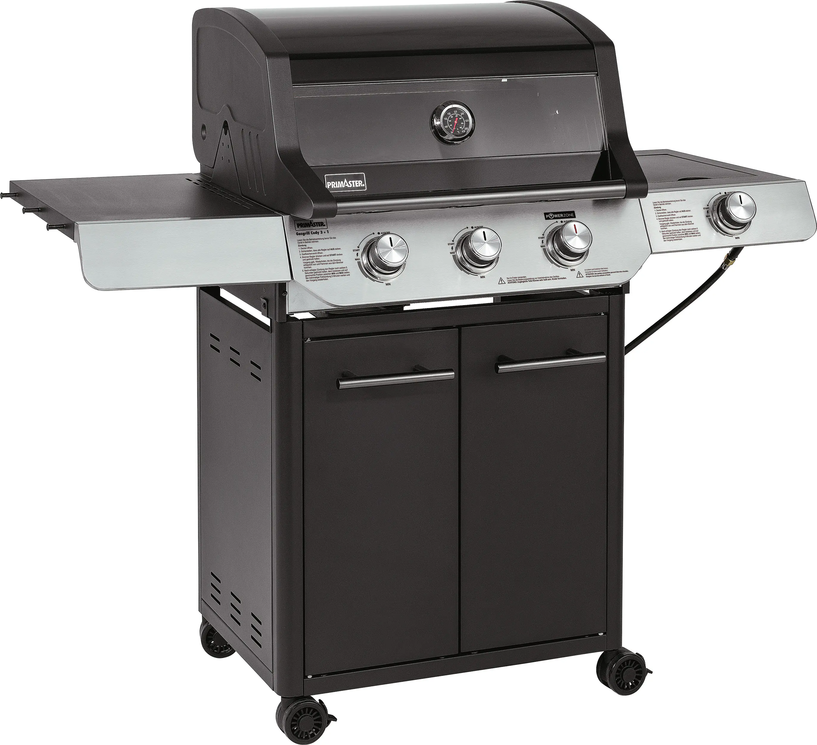 Primaster Gasgrill Cody Powerzone & Seitenbrenner Grillfläche: 63,5 x 48 cm 
