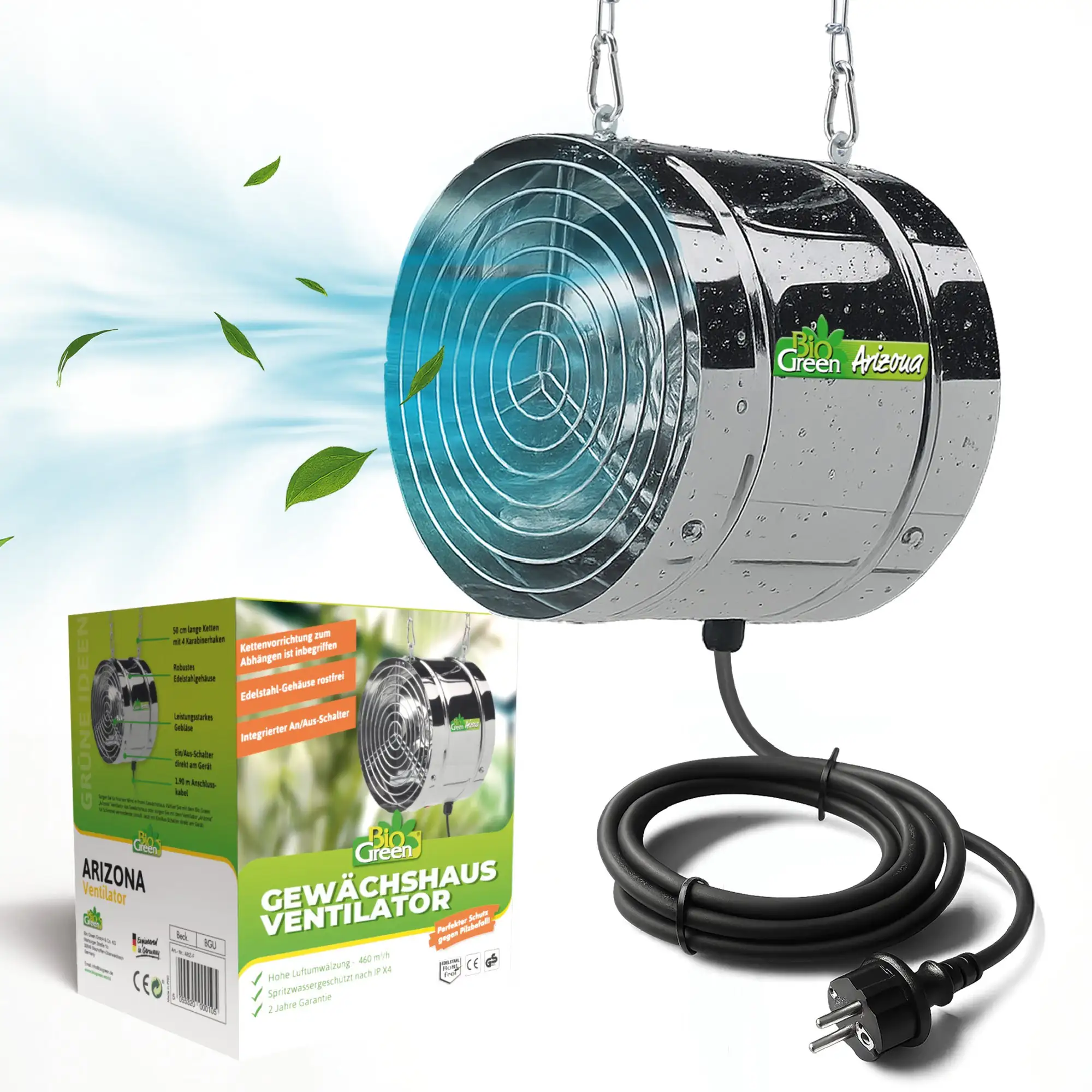 BioGreen Gewächshausventilator Arizona Ø 22 x 21 cm Edelstahl silber