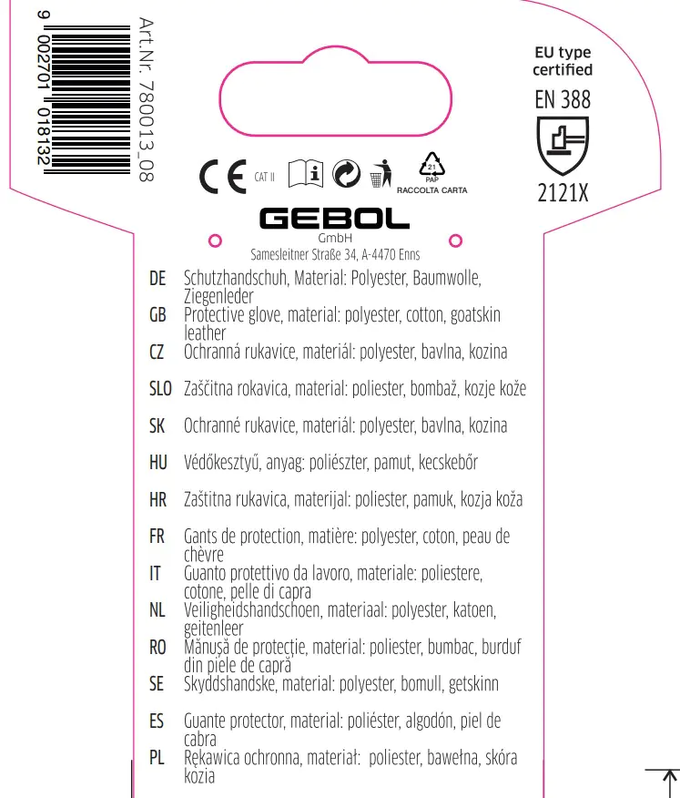 Gebol Handschuh Damascena  