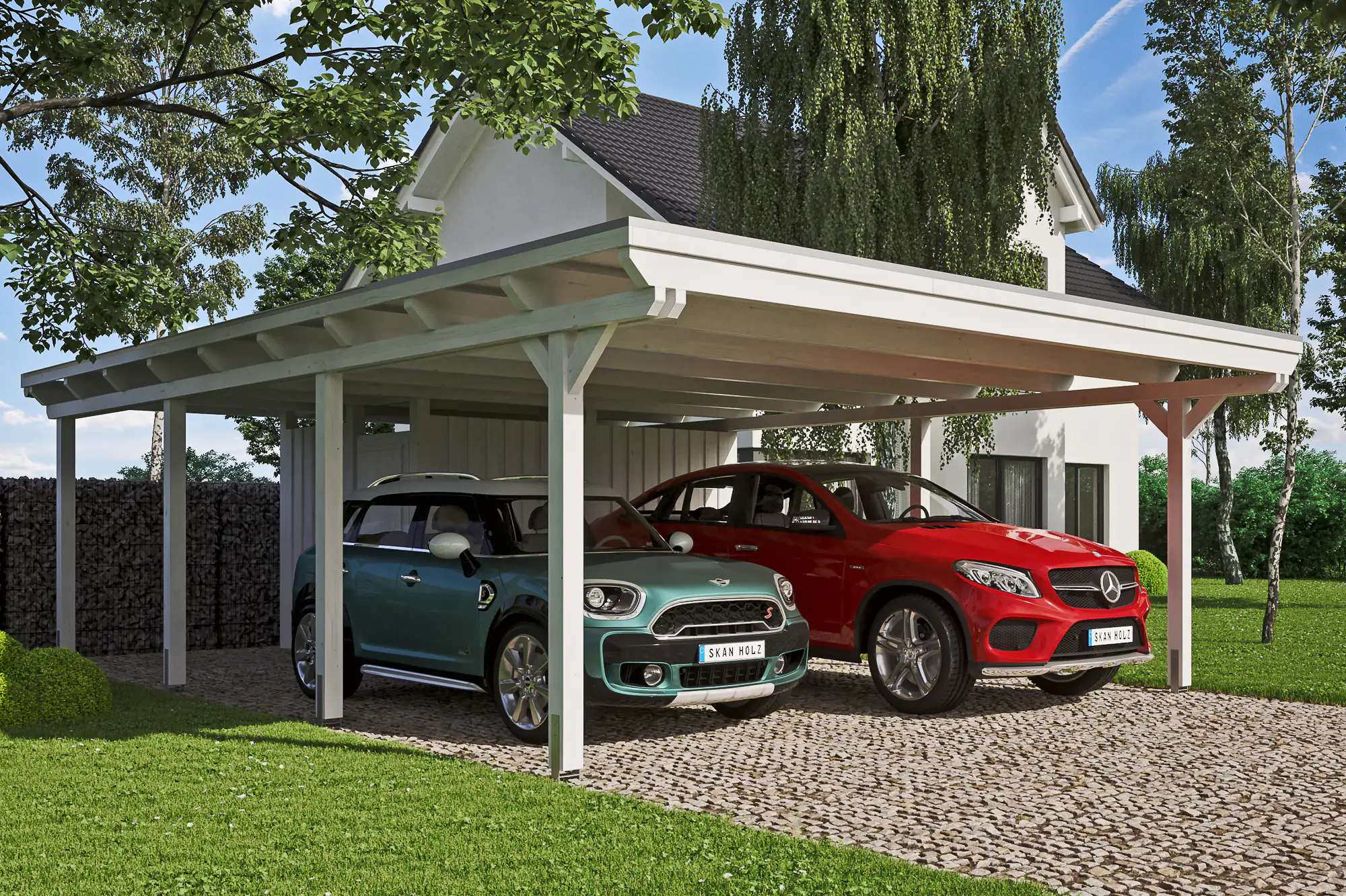 SKAN HOLZ Carport Emsland 613 x 846 cm mit Aluminiumdach, mit Abstellraum
