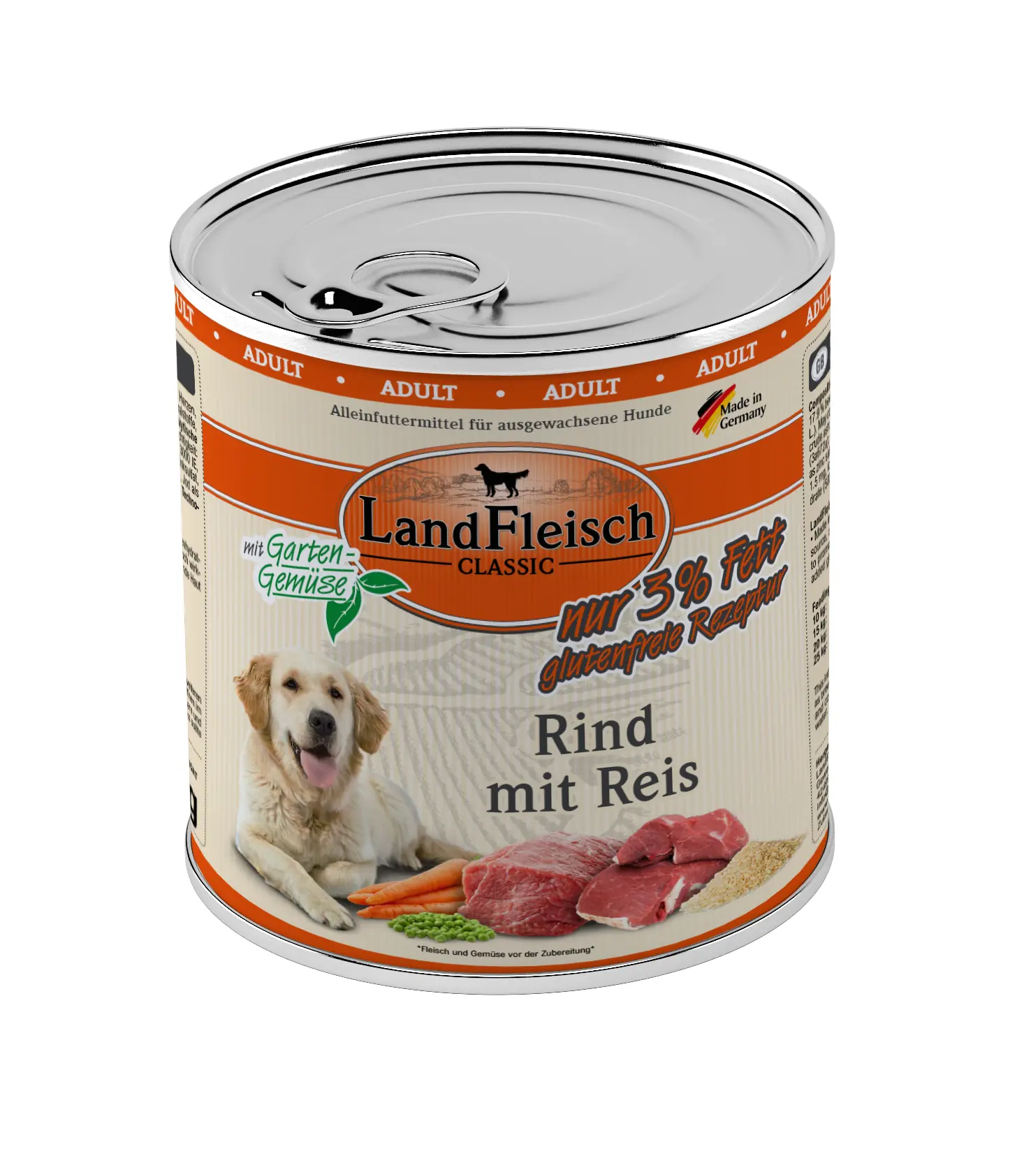 Landfleisch Classic Hundenassfutter Adult glutenfrei 800 g Rind mit Reis Landfleisch Classic Hundenassfutter Adult glutenfrei 800 g Rind mit Reis