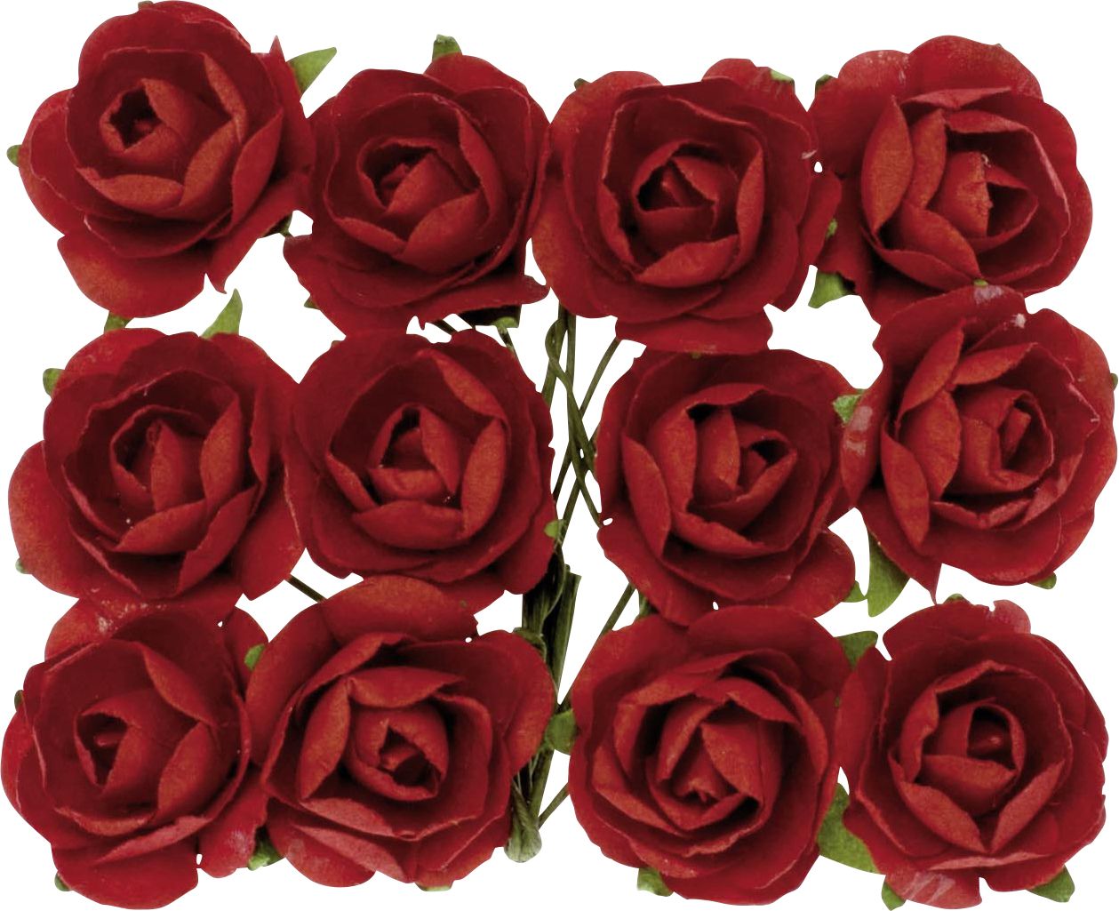 Glorex Röschen rot mit Draht 18mm 12 Stück