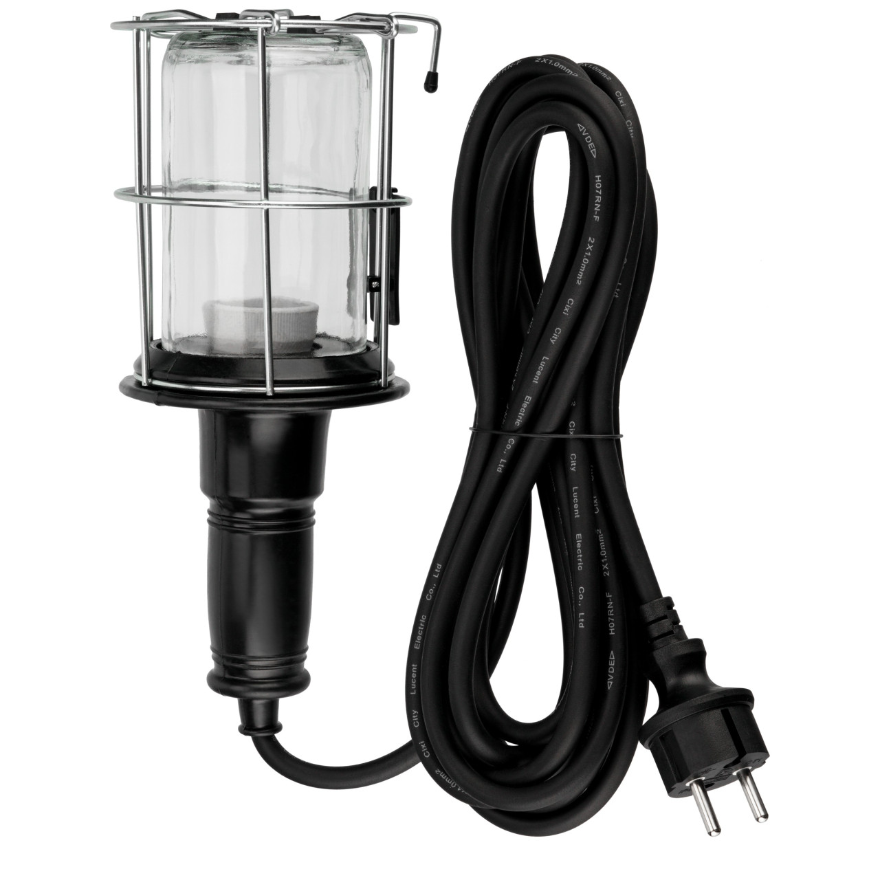 REV Handleuchte mit Metallkorb E27 max. 60W 5m H07RN-F schwarz