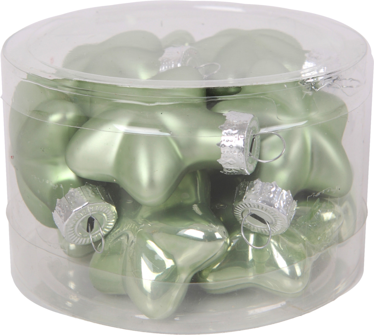 TrendLine Weihnachtskugeln aus Glas Sterne Ø 4 cm light green 12 Stück