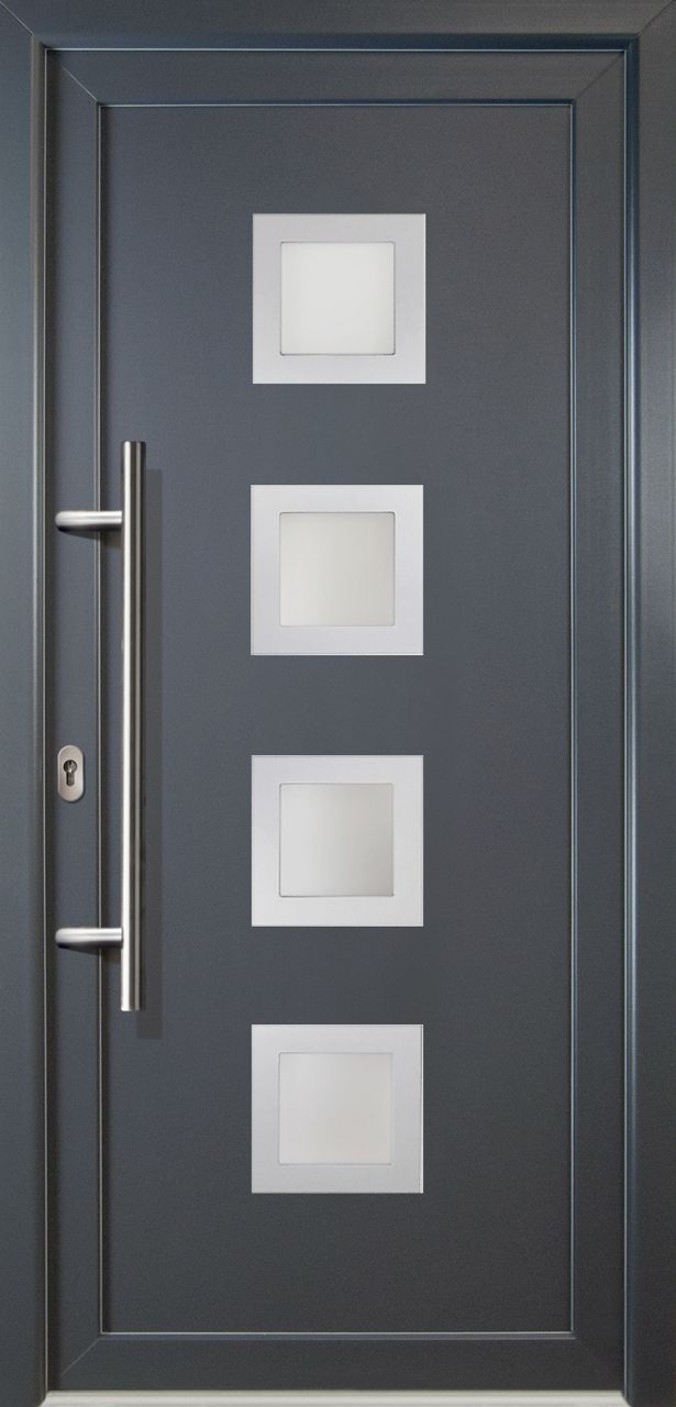 Meeth Haustür Signum PVC Exclusiv PVC Modell 84 88 x 200 cm, DIN links, Titan