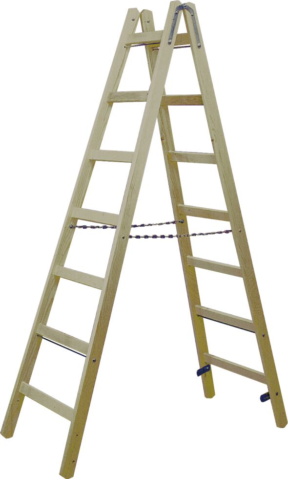 Stabilo Sprossen-Doppelleiter Holz 2 x 7 Sprossen