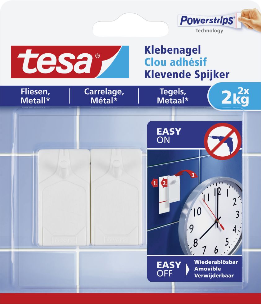tesa Klebenagel Traglast 2 kg, 2 Stück