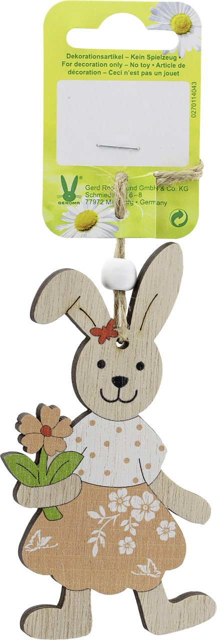 Osterdeko Anhänger Hase Holz 6,5 x 11 cm natur