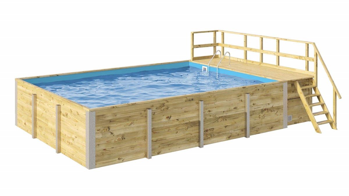 Weka Massivholzpool-Set Mosaik 595 Gr. 2 636 x 400 x 116 cm inkl. Sandfilteranlage