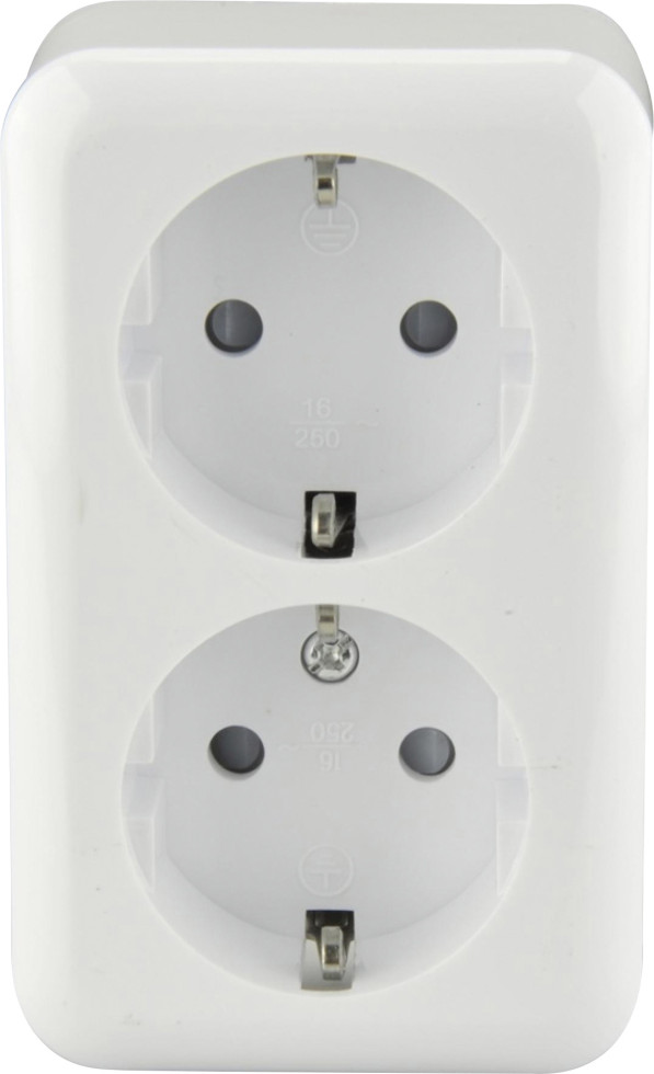 Unitec Doppelsteckdose Aufputz weiß, Serie Standard