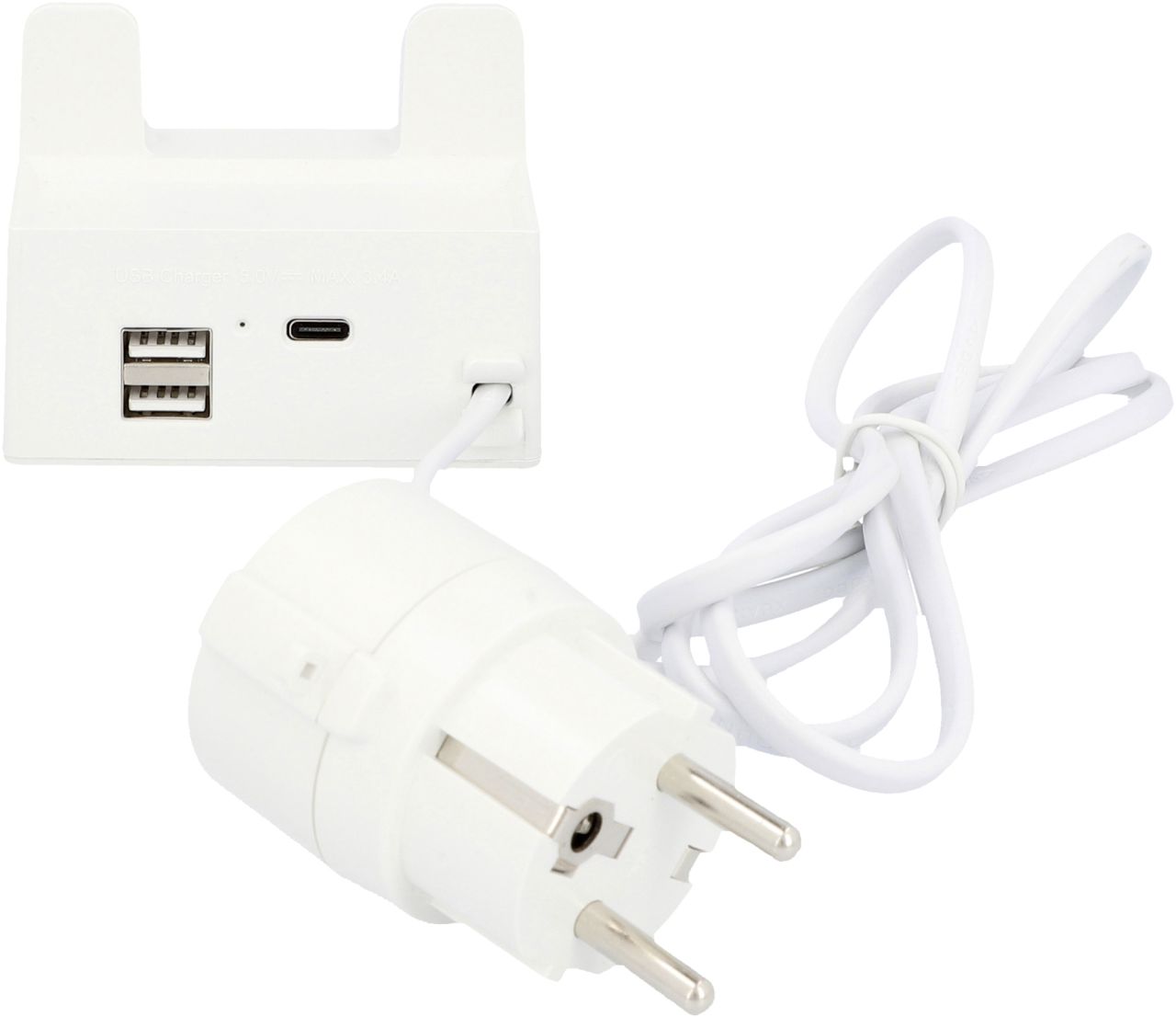 Unitec USB-Ladestation USB A + C mit Halter, 2+1