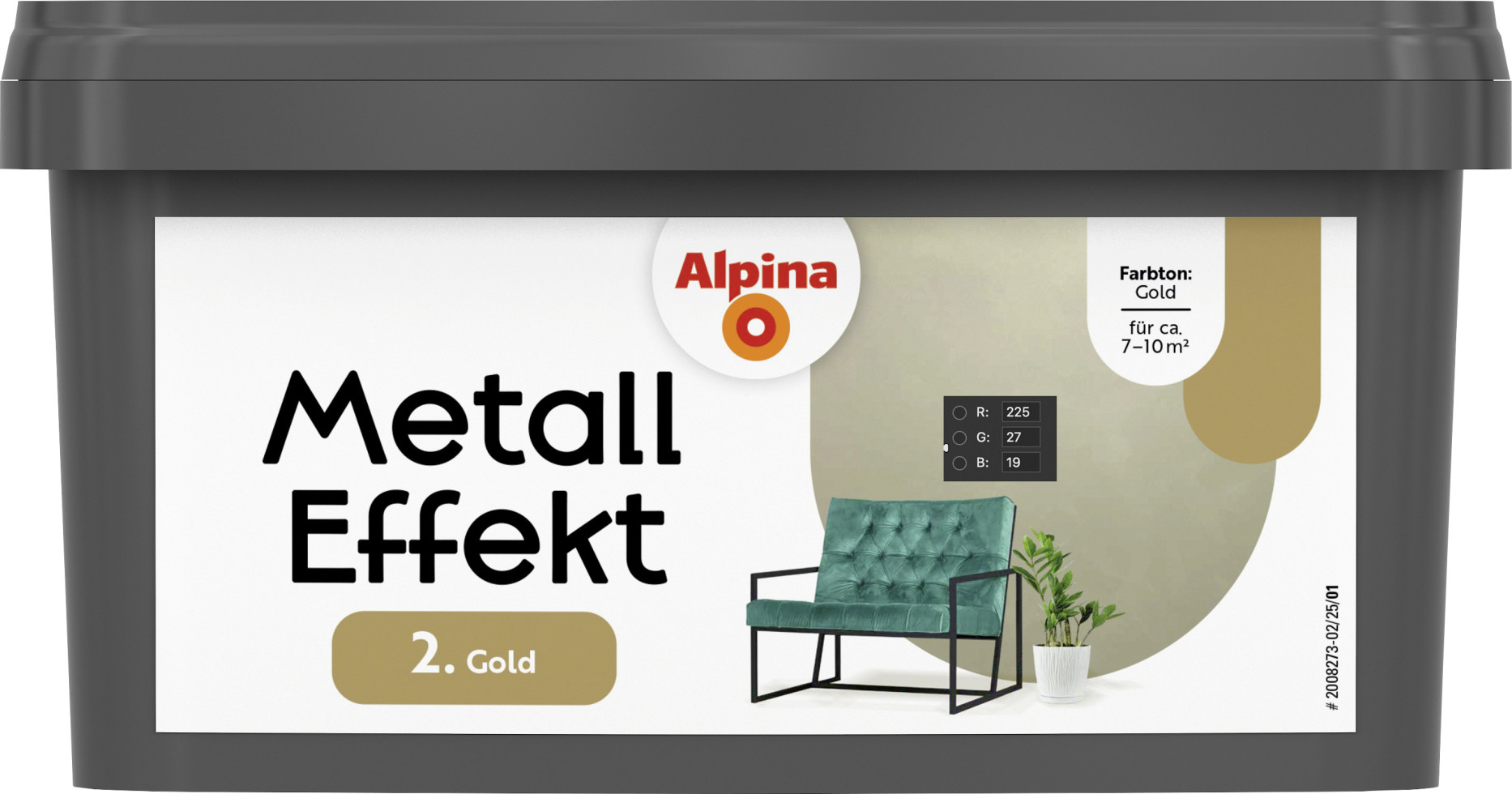 Alpina Effektfarbe Metall 1 L Effekt Finish Gold