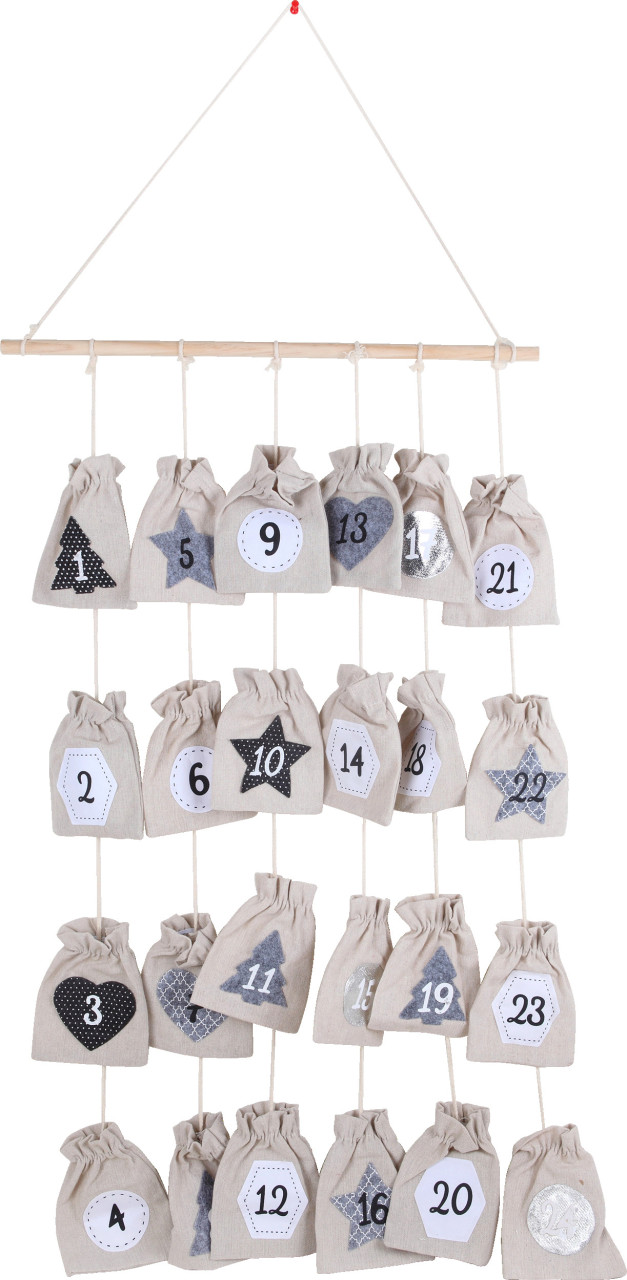 TrendLine Deko Adventskalender Holz 61 x 8 x 38 cm zum selbst befüllen