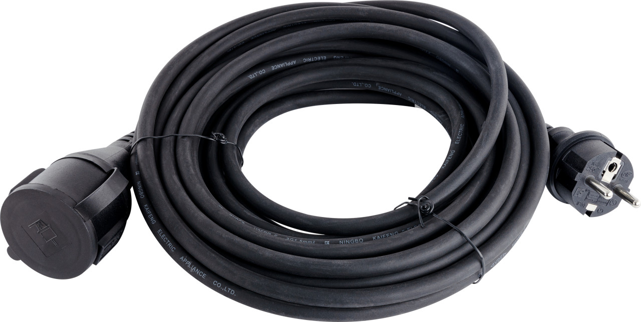 Verlängerungskabel Außen 10 m H05RR-F 3G1,5mm², schwarz