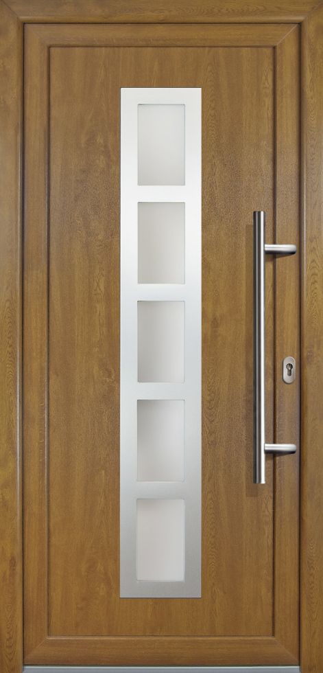 Meeth Haustür Signum PVC Exclusiv PVC Modell 51 108 x 200 cm, DIN rechts, weiß/golden Oak