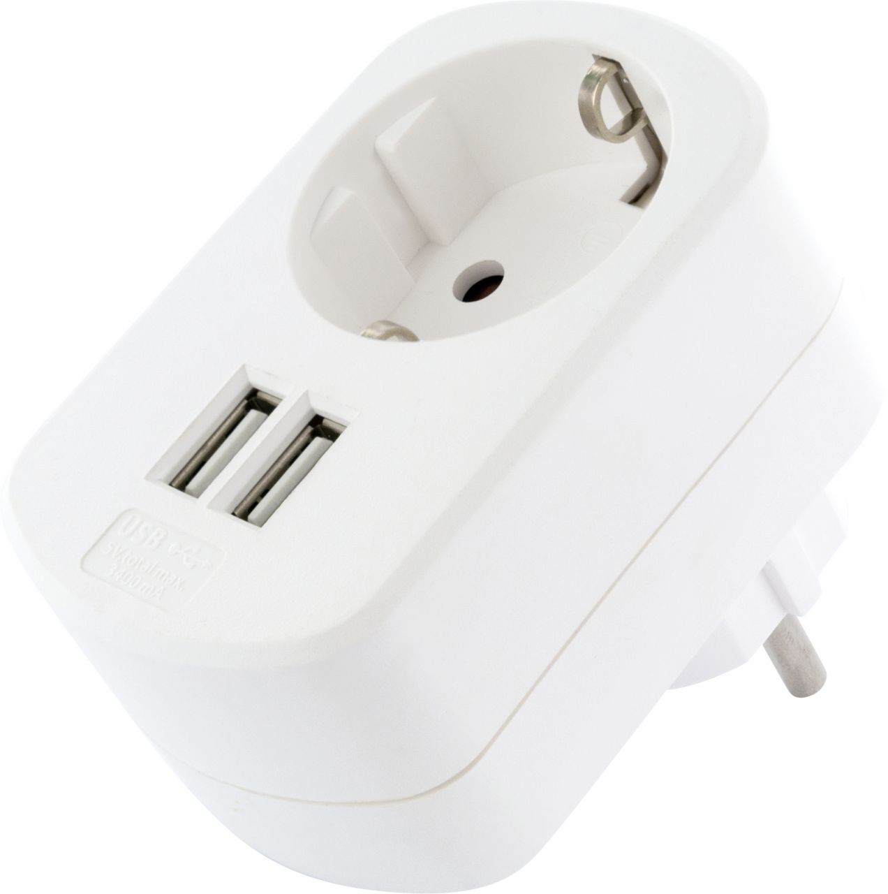 Schwaiger Ladeadapter USB mit durchgeschleifter Steckdose