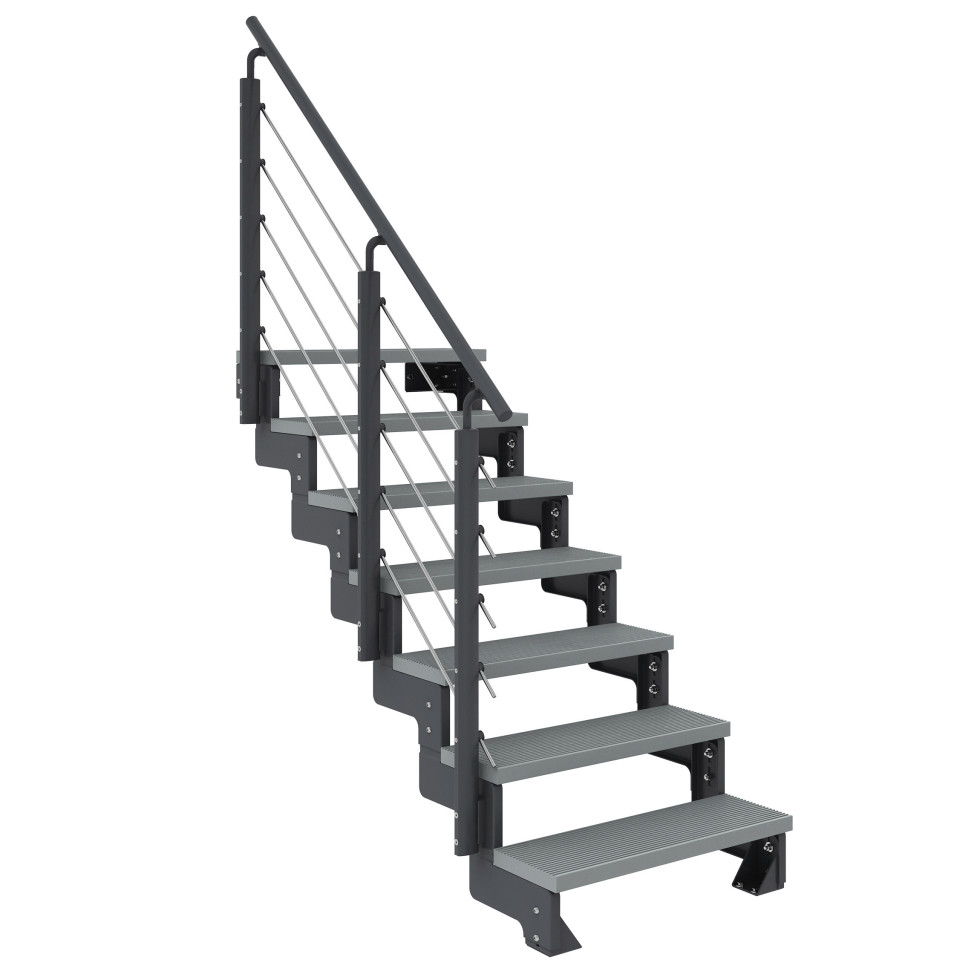 Dolle Außentreppe Trimax Gardentop 7 Stufen 80 cm inkl. einseitigem Geländer grau