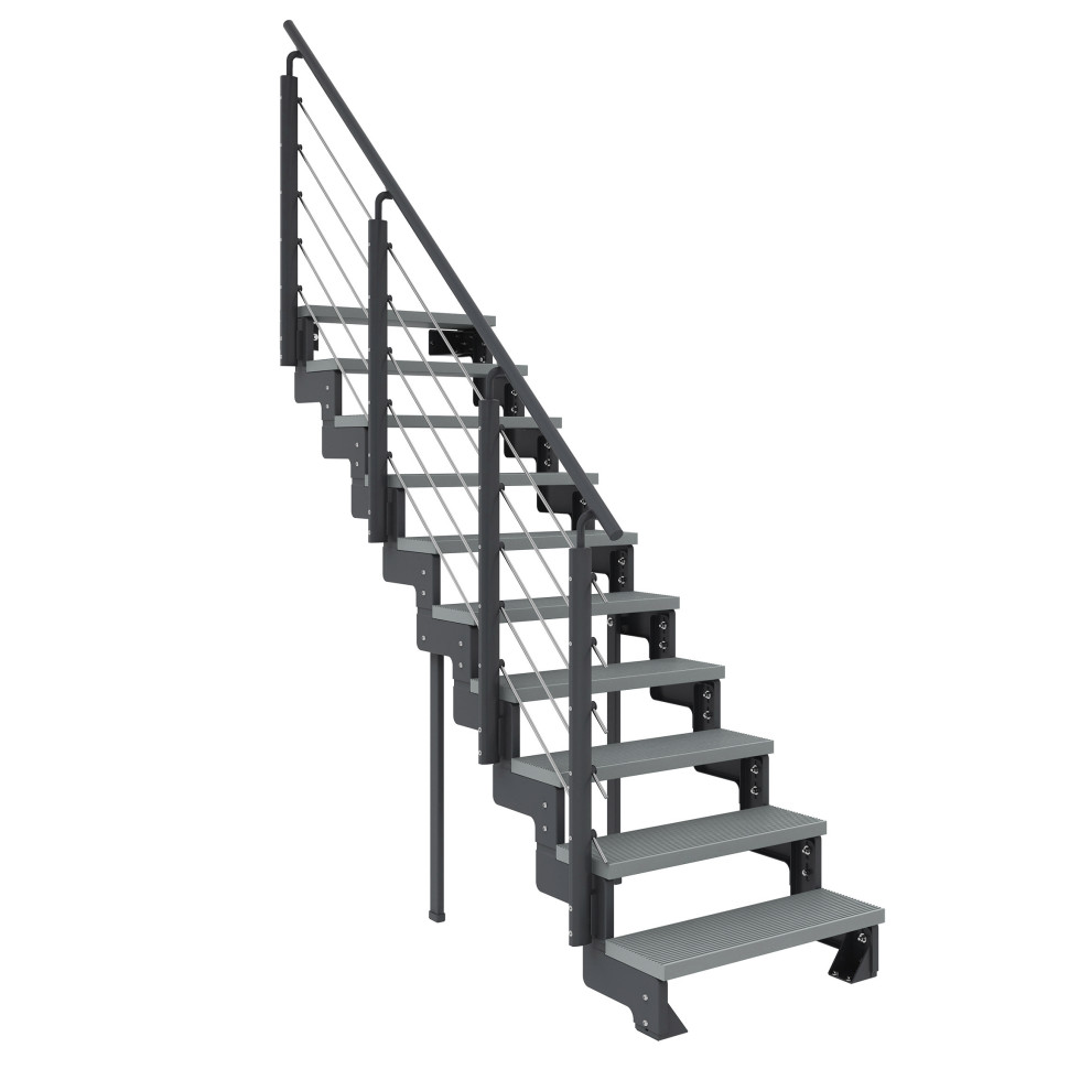 Dolle Außentreppe Trimax Gardentop 10 Stufen 80 cm inkl. einseitigem Geländer grau