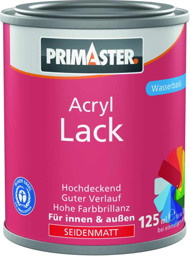 Primaster Acryl Lack tiefschwarz seidenmatt 125 ml