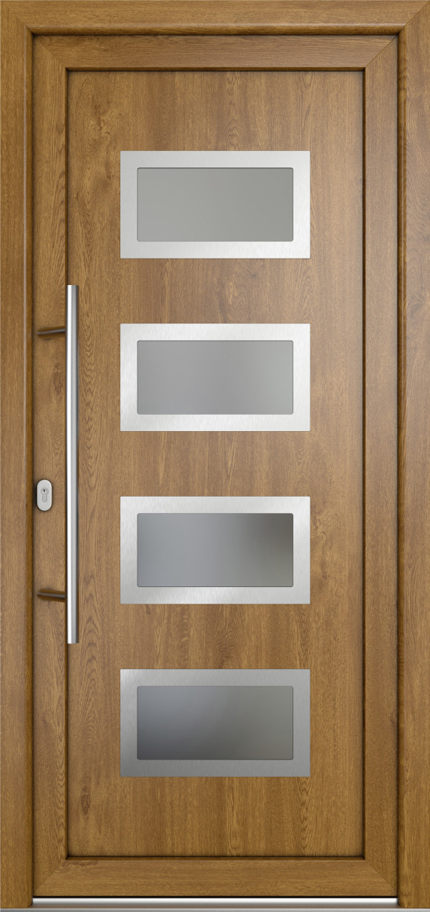 Meeth Haustür Signum Pro PVC Modell 92 88 x 200 cm DIN Links weiß/golden oak