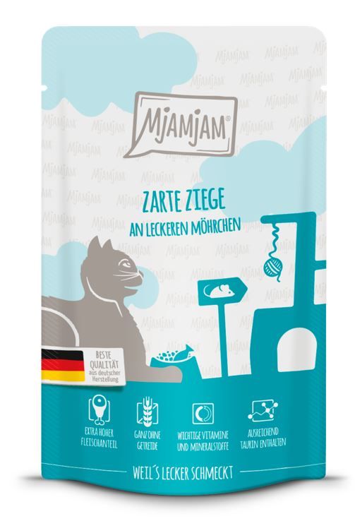 MjAMjAM Adult Quetschie Ziege an Möhrchen Katzenfutter 125g