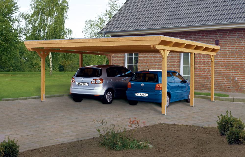 SKAN HOLZ Carport Emsland 613 x 604 cm mit EPDM-Dach, natur