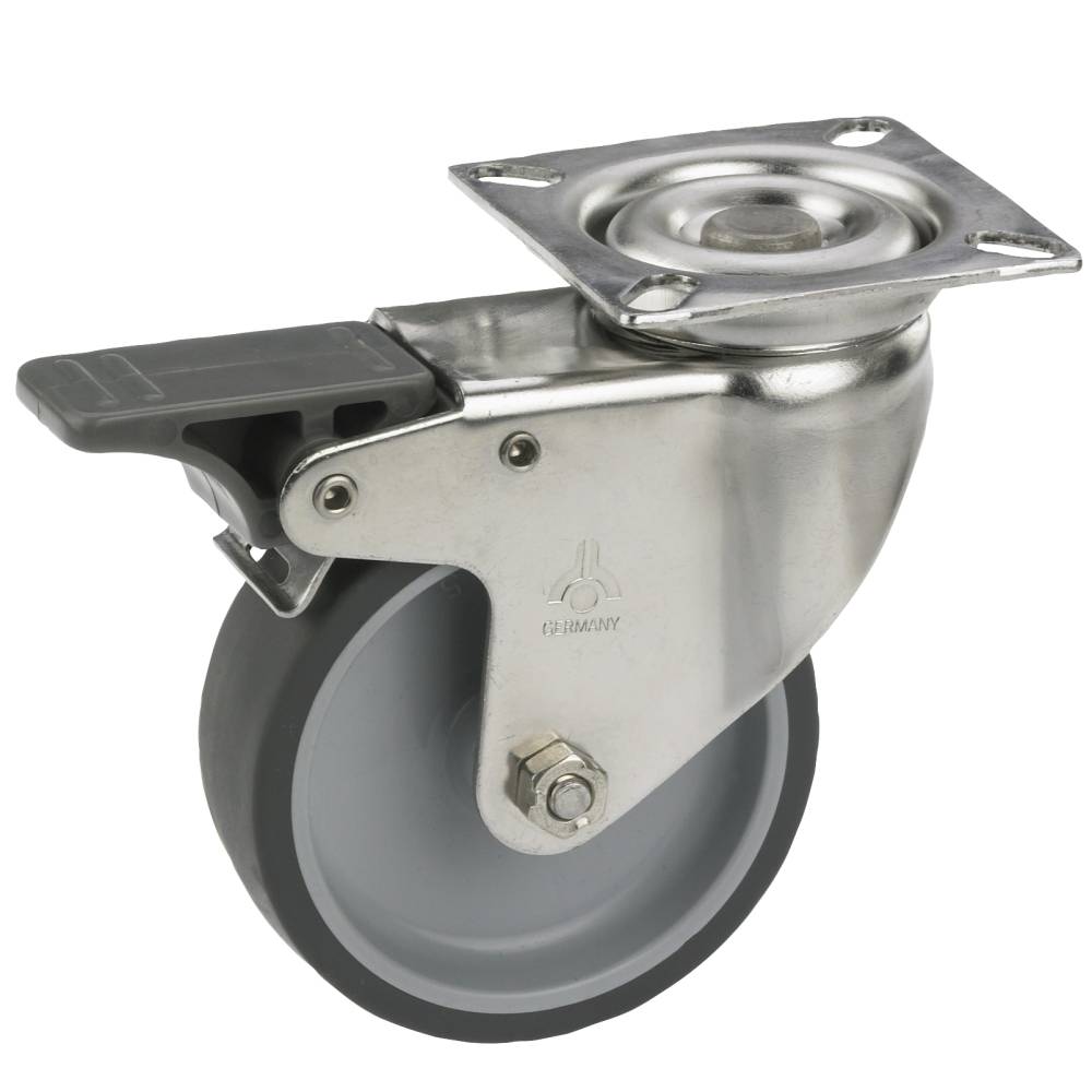 Lenkrolle mit Platte und Totalfeststeller 50 x 18 mm, Tragkr. 40 kg