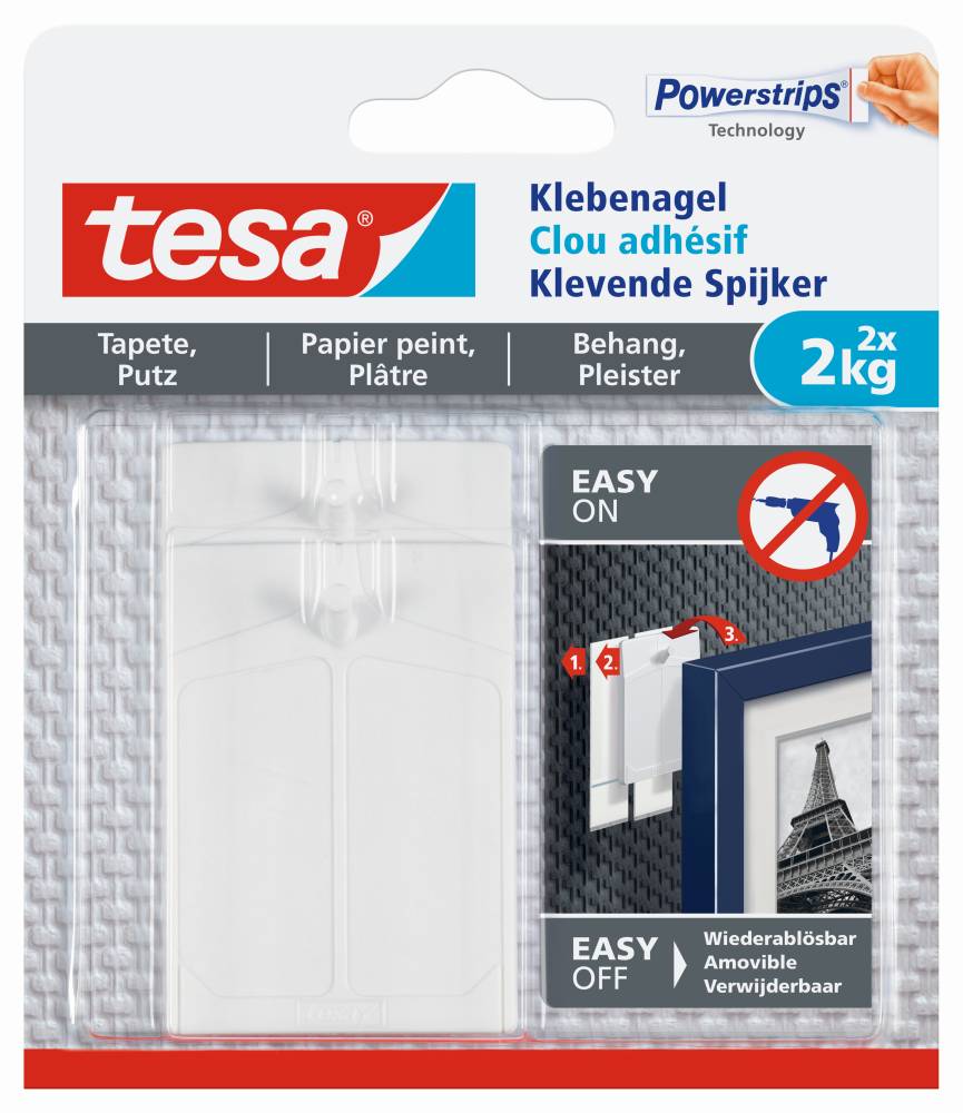 tesa Klebenagel Traglast 2 kg, 2 Stück