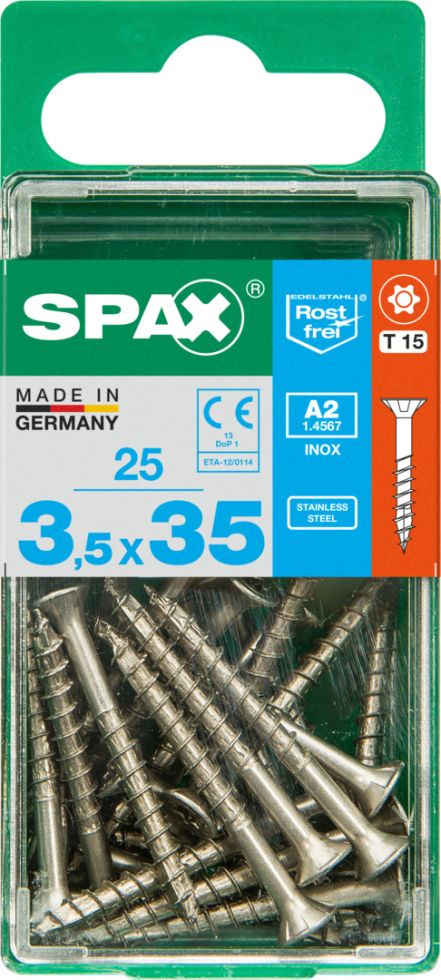 Spax Universalschrauben 3.5 x 35 mm TX 15 - 25 Stück Edelstahl
