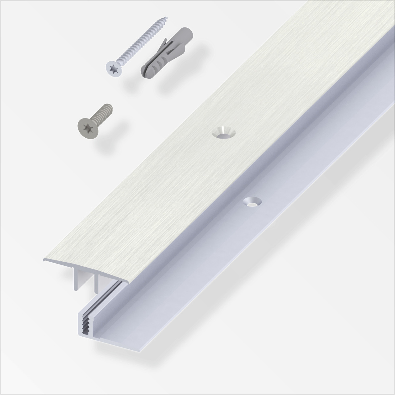 alfer Übergangs-Profil und Träger-Profil 1 m, 33 x 7 - 15 mm Alu gebürstet
