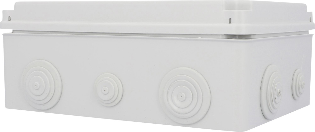 Aufputz- Abzweigdose IP65, mit Schraubdeckel, 250 x 104 x 195 mm, grau