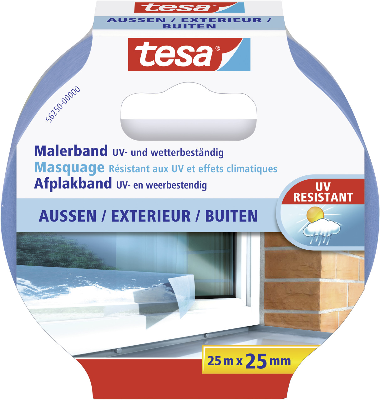 tesa Malerband Außen 25 m x 25 mm, blau