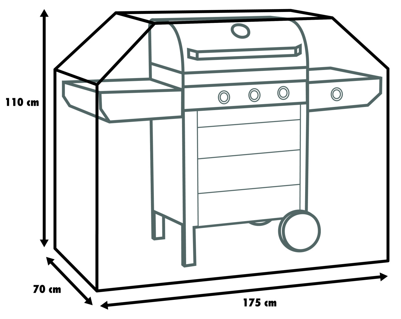 Primaster Atmungsaktive Schutzhülle für Gasgrills 175 x 70 x 110 cm