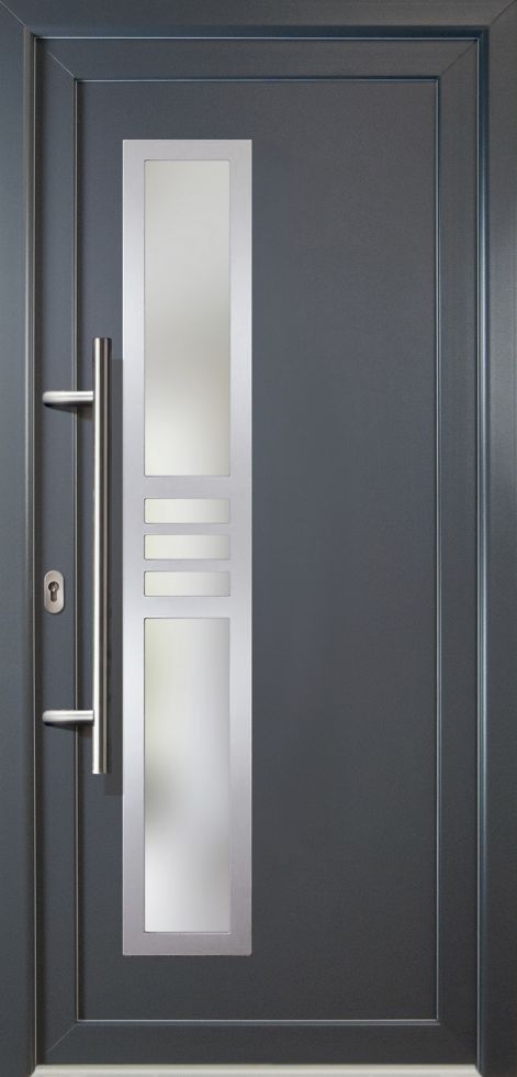 Meeth Haustür Signum PVC Modell 53 98 x 208 cm, DIN links, weiß/titan