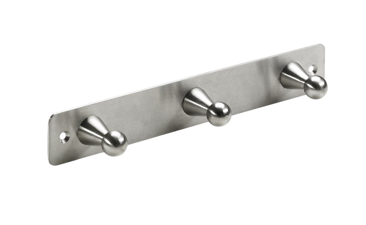 Hettich Garderobenleiste 3 Haken 22,0 x 3,5 x 3,6 cm Edelstahl