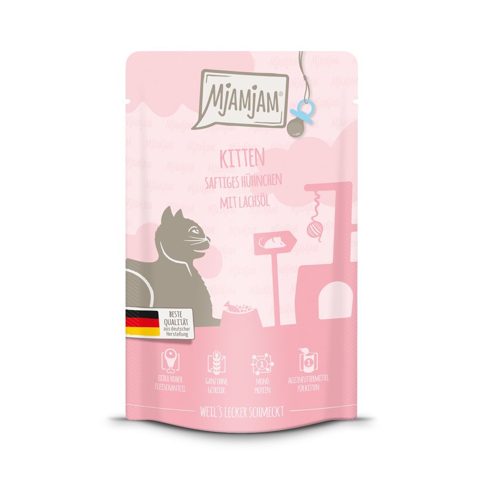MjAMjAM - Quetschie - Kitten saftiges Hühnchen mit Lachsöl 125 g 125 g