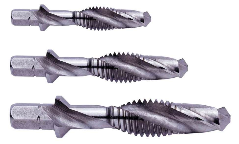 Exact Gewindebohrer-Set M4/M5/M6 HSSG mit Entgratfunktion