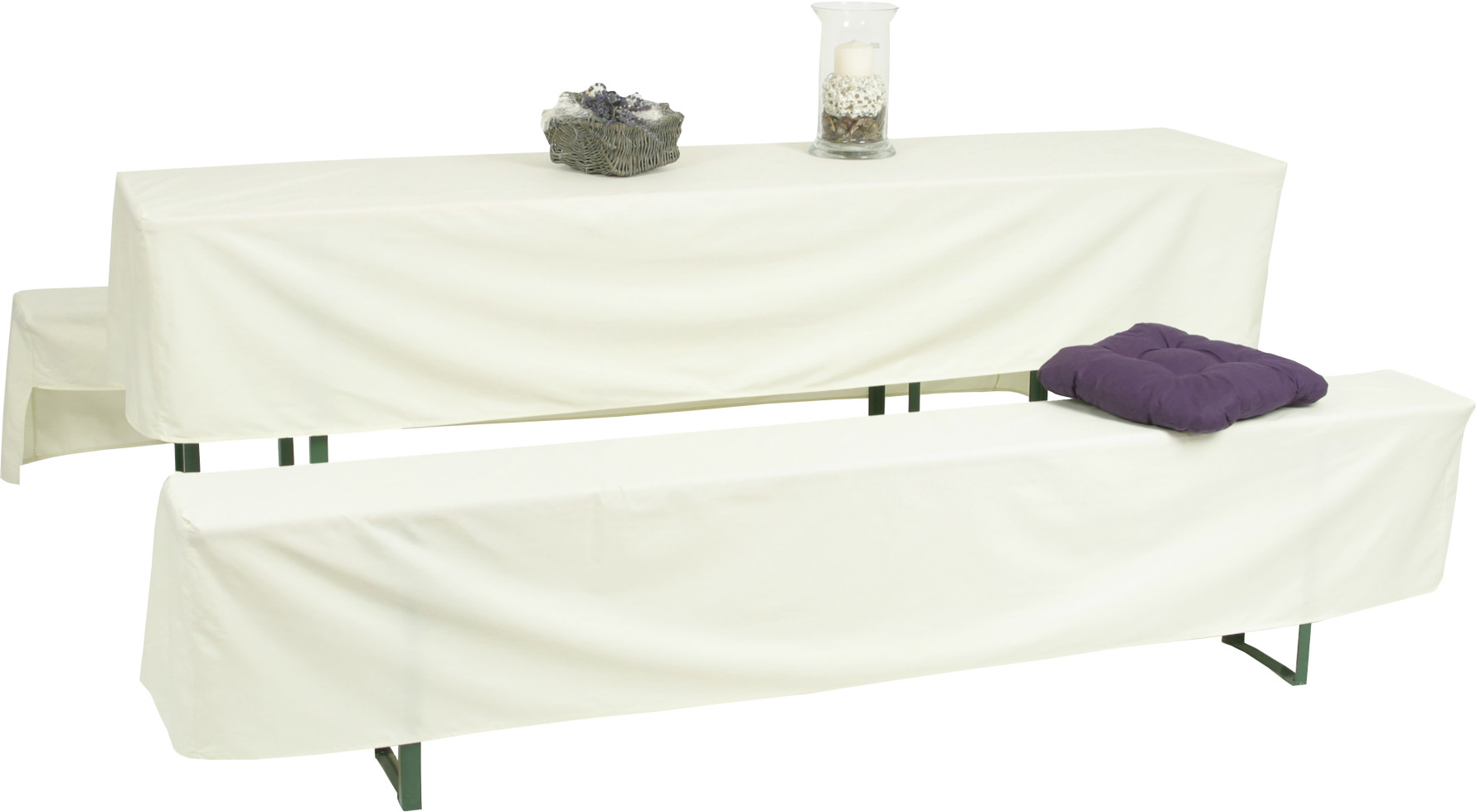 GO-DE Bierzeltgarnitur-Hussen weiß 220 x 70 x 42 cm, (70er Tisch)