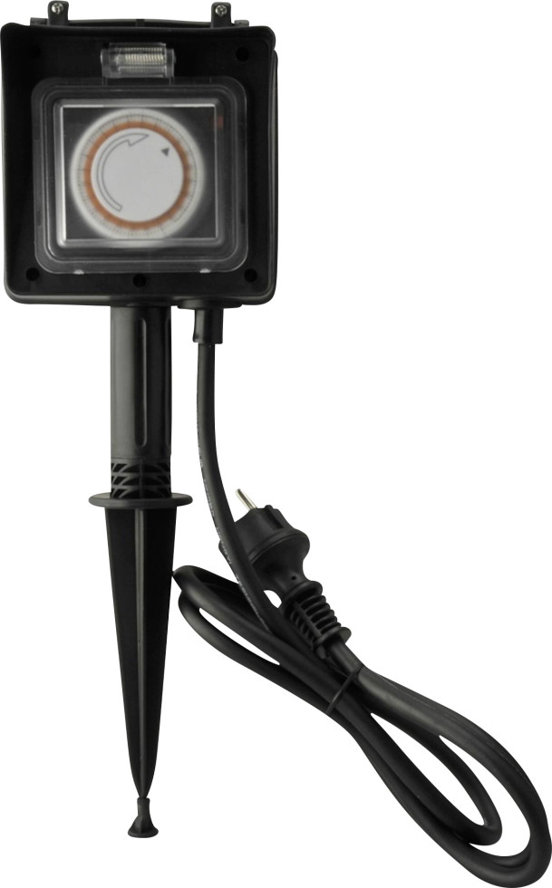 Erdspieß 2 Steckdosen, 1 mechanische Zeitschaltuhr, 1,5 m Zuleitung