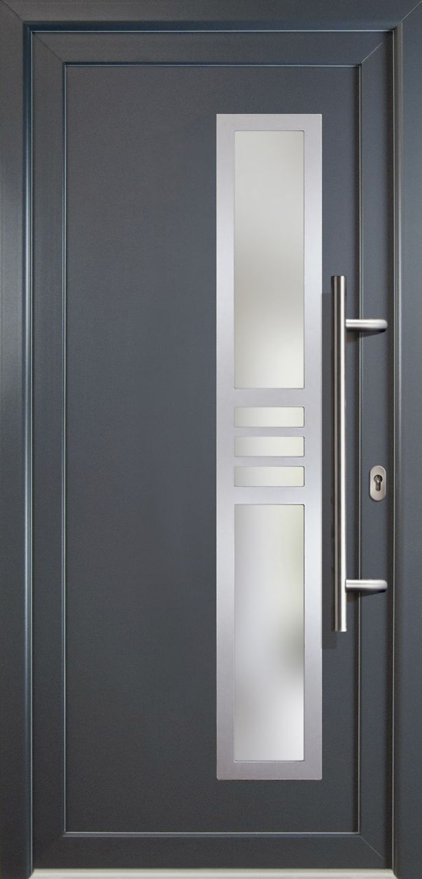 Meeth Haustür Signum PVC Modell 53 108 x 208 cm, DIN rechts, weiß/titan