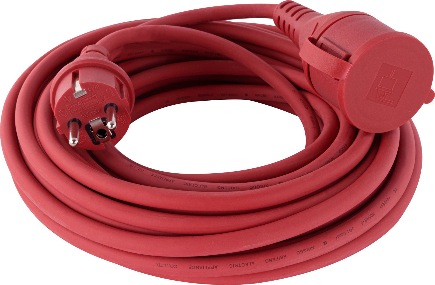 Verlängerungskabel Außen 10 m H05RR-F3x1,5 mm², rot