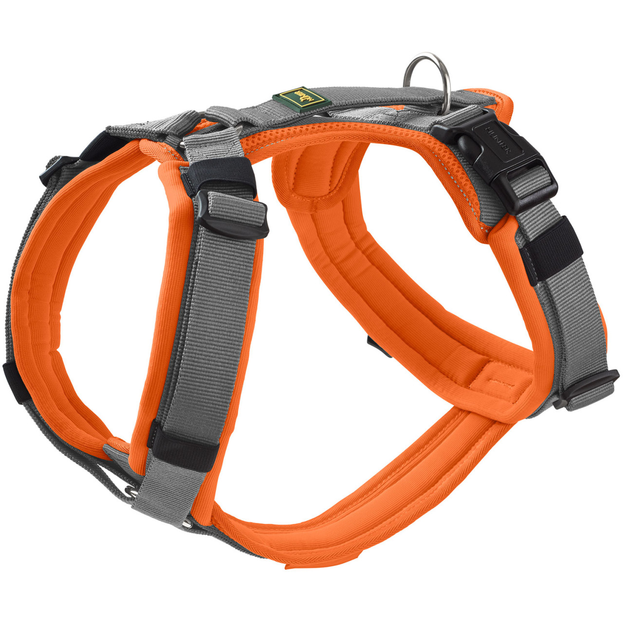 Hunter Hundegeschirr Maldon Up mit Griff S-M orange/grau