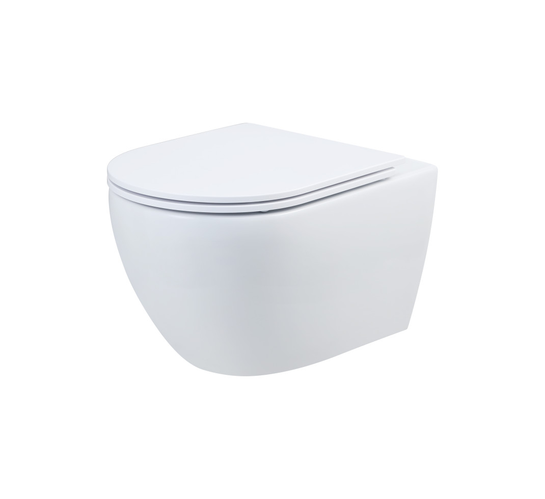 Primaster Wand WC spülrandlos Cerma Tiefspüler weiß inkl. WC Sitz