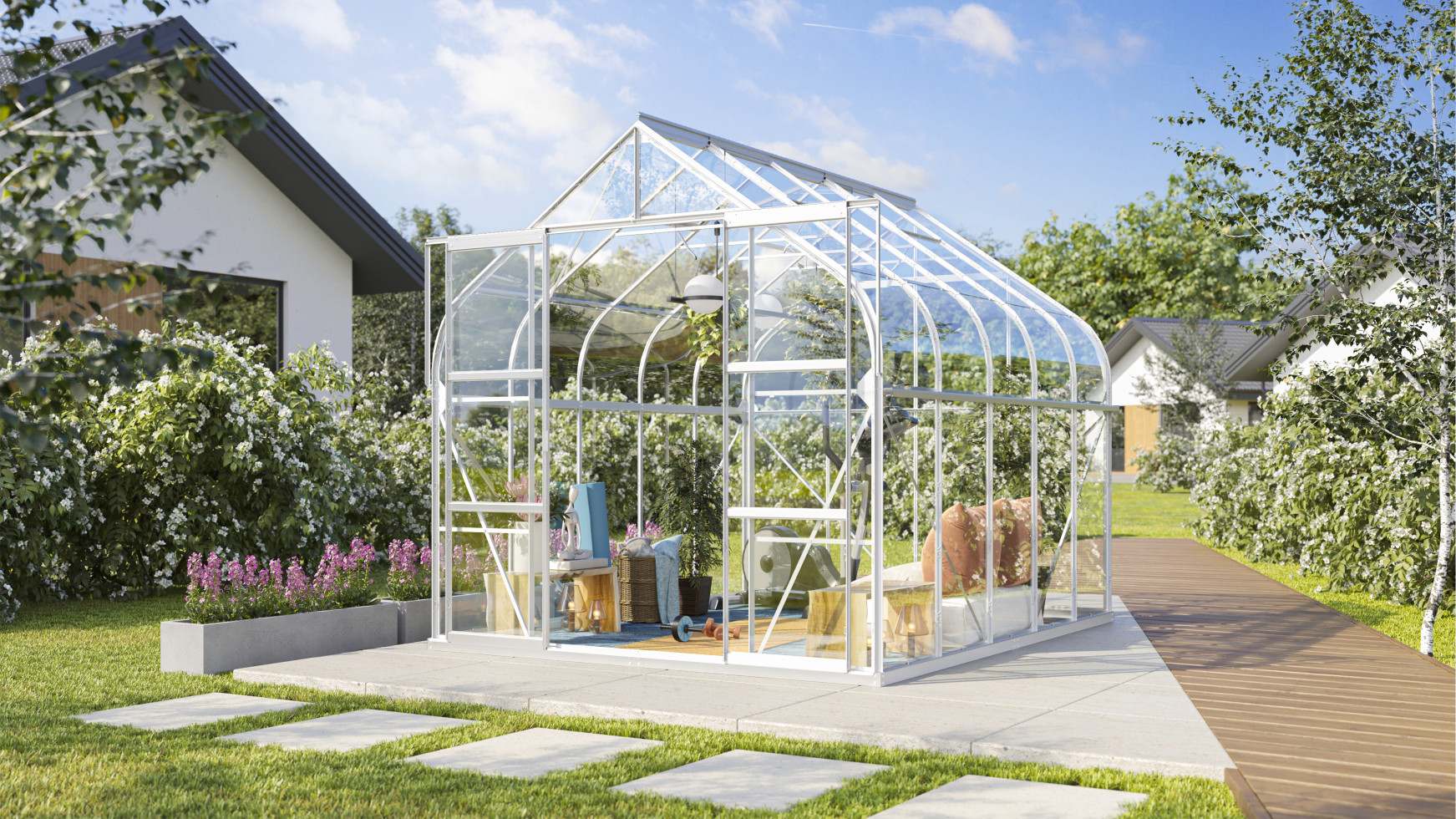 Vitavia Gewächshaus-Set Dione 8300 ESG 3 mm alu 254 x 317 cm