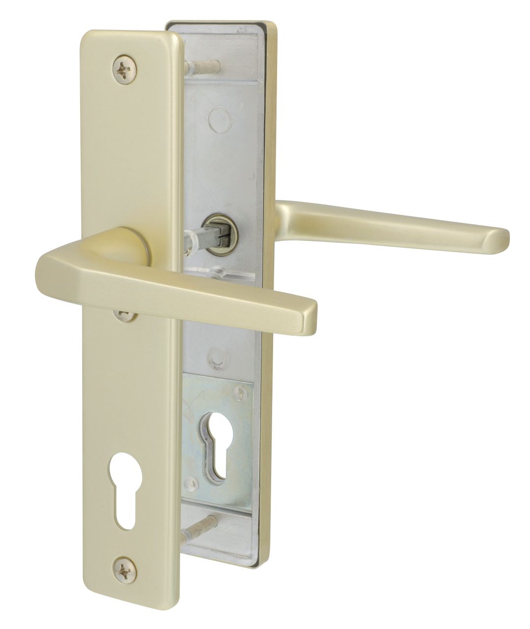 Alpertec Schutzbeschlag Tira Drücker/Drücker Aluminium neusilber 92 mm