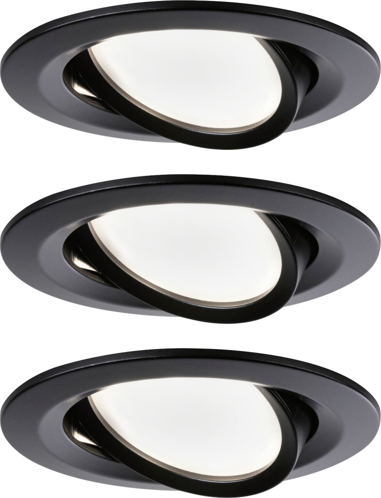 Paulmann LED Einbauleuchte Nova 3er-Set schwarz matt schwenkbar Ø 8,4 cm 3-Step-Dim